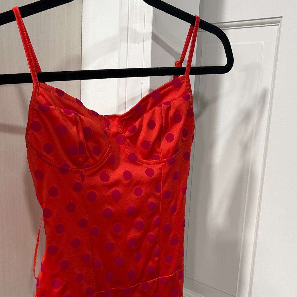 Zara Red and Purple Polka Dot Bodysuit